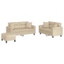 Juego de sofás con cojines 3 piezas tela microfibra crema by , Sofas - Ref: Foro24-3202336, Price: 546,63 €, Discount: %