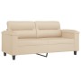 Juego de sofás con cojines 3 piezas tela microfibra crema by , Sofas - Ref: Foro24-3202336, Price: 546,63 €, Discount: %