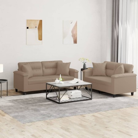 Juego de sofás con cojines 2 piezas cuero sintético capuchino de , Sofás - Ref: Foro24-3202376, Precio: 493,95 €, Descuento: %