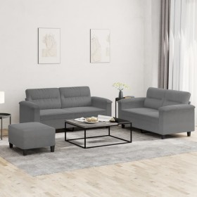 Juego de sofás con cojines 3 piezas tela microfibra gris oscuro by , Sofas - Ref: Foro24-3202322, Price: 529,35 €, Discount: %