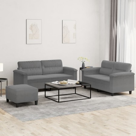 Juego de sofás con cojines 3 piezas tela microfibra gris oscuro by , Sofas - Ref: Foro24-3202322, Price: 529,35 €, Discount: %