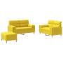 Juego de sofás con cojines 3 piezas tela amarillo claro by , Sofas - Ref: Foro24-3201597, Price: 423,85 €, Discount: %