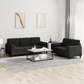 Juego de sofás con cojines 2 piezas terciopelo negro de , Sofás - Ref: Foro24-3202039, Precio: 508,83 €, Descuento: %