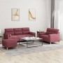 Juego de sofás con cojines 3 piezas tela rojo tinto by , Sofas - Ref: Foro24-3201630, Price: 543,00 €, Discount: %