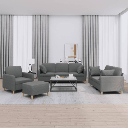 Juego de sofás con cojines 4 piezas tela gris oscuro by , Sofas - Ref: Foro24-3202079, Price: 733,67 €, Discount: %
