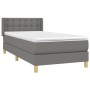 Cama box spring con colchón tela gris oscuro 90x190 cm