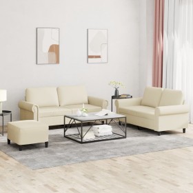 Juego de sofás con cojines 3 piezas cuero sintético crema von , Sofas - Ref: Foro24-3202156, Preis: 489,60 €, Rabatt: %