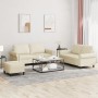 Juego de sofás con cojines 3 piezas cuero sintético crema von , Sofas - Ref: Foro24-3202156, Preis: 489,60 €, Rabatt: %