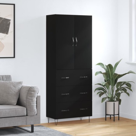 Aparador alto madera contrachapada negro 69,5x34x180 cm de , Aparadores - Ref: Foro24-3198082, Precio: 178,61 €, Descuento: %