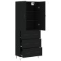 Aparador alto madera contrachapada negro 69,5x34x180 cm de , Aparadores - Ref: Foro24-3198082, Precio: 178,61 €, Descuento: %