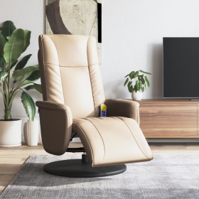 Sillón reclinable masaje reposapiés cuero sintético capuchino by , Armchairs - Ref: Foro24-356516, Price: 237,27 €, Discount: %