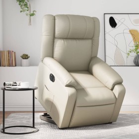 Sillón reclinable elevable eléctrico de cuero sintético crema by , Armchairs - Ref: Foro24-3205165, Price: 352,06 €, Discount: %