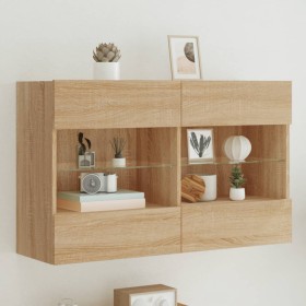 Mueble TV de pared con luces LED roble Sonoma 98,5x30x60,5 cm von , TV-Möbel - Ref: Foro24-837108, Preis: 107,11 €, Rabatt: %