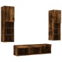 Muebles TV pared con LED 5 pzas madera ingeniería roble ahumado de , Muebles TV - Ref: Foro24-3216608, Precio: 164,98 €