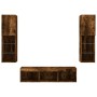Muebles TV pared con LED 5 pzas madera ingeniería roble ahumado de , Muebles TV - Ref: Foro24-3216608, Precio: 164,98 €