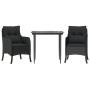 Set comedor de jardín 3 pzas con cojines ratán sintético negro de , Conjuntos de jardín - Ref: Foro24-3211920, Precio: 317,44...