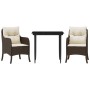 Set comedor de jardín 3 piezas y cojines ratán sintético marrón von , Gartensets - Ref: Foro24-3211934, Preis: 306,26 €, Raba...
