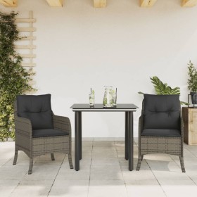 Set comedor de jardín 3 piezas con cojines ratán sintético gris de , Conjuntos de jardín - Ref: Foro24-3211955, Precio: 312,1...