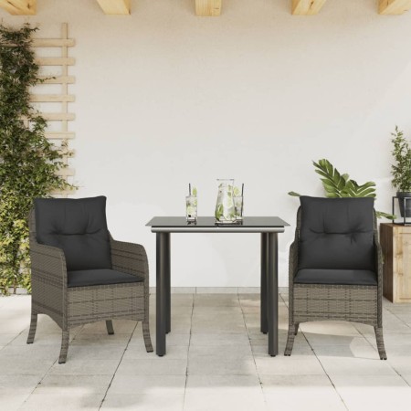 Set comedor de jardín 3 piezas con cojines ratán sintético gris by , Garden sets - Ref: Foro24-3211955, Price: 312,17 €, Disc...