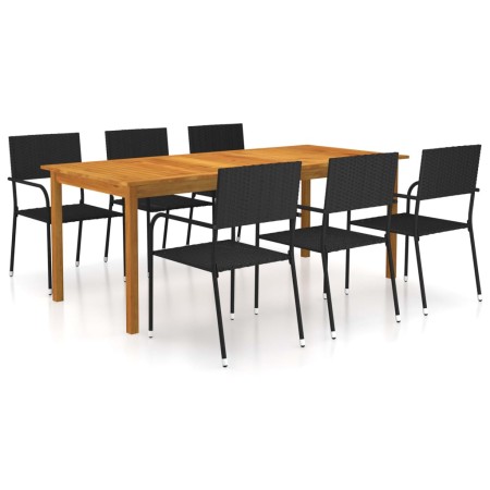 Juego de comedor para jardín de 7 piezas negro de vidaXL, Conjuntos de jardín - Ref: Foro24-3067922, Precio: 393,78 €, Descue...