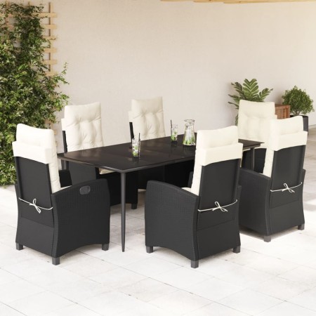 Set de comedor de jardín 7 pzas y cojines ratán sintético negro by , Garden sets - Ref: Foro24-3212729, Price: 920,27 €, Disc...
