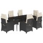Set de comedor de jardín 7 pzas y cojines ratán sintético negro by , Garden sets - Ref: Foro24-3212729, Price: 920,27 €, Disc...