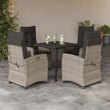 Set comedor de jardín 5 pzas cojines ratán sintético gris claro by , Garden sets - Ref: Foro24-3212853, Price: 529,15 €, Disc...