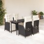 Set de muebles jardín 5 pzas con cojines ratán sintético negro von , Gartensets - Ref: Foro24-3213387, Preis: 583,61 €, Rabat...