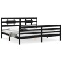 Bed frame with black solid wood headboard 200x200 cm by vidaXL, Beds and slatted bases - Ref: Foro24-3194465, Price: 176,27 €...