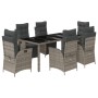 Set comedor jardín 7 pzas y cojines ratán sintético gris von , Gartensets - Ref: Foro24-3213330, Preis: 938,66 €, Rabatt: %