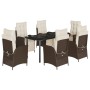 Set comedor de jardín 7 pzas con cojines ratán sintético marrón by , Garden sets - Ref: Foro24-3213417, Price: 859,16 €, Disc...