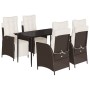 Set comedor de jardín 5 piezas y cojines ratán sintético marrón von , Gartensets - Ref: Foro24-3213408, Preis: 672,89 €, Raba...