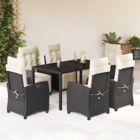 Set de comedor de jardín 7 pzas y cojines ratán sintético negro by , Garden sets - Ref: Foro24-3212885, Price: 843,20 €, Disc...