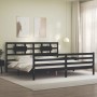 Bed frame with black solid wood headboard 200x200 cm by vidaXL, Beds and slatted bases - Ref: Foro24-3194465, Price: 176,27 €...