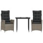 Set comedor de jardín 3 piezas con cojines ratán sintético gris by , Garden sets - Ref: Foro24-3213214, Price: 363,11 €, Disc...