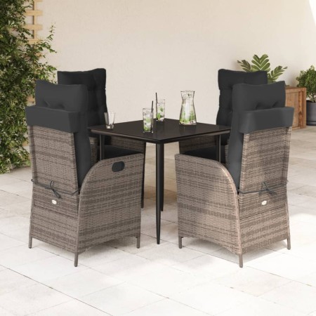 Set comedor de jardín 5 piezas con cojines ratán sintético gris by , Garden sets - Ref: Foro24-3213216, Price: 605,40 €, Disc...