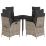 Set comedor de jardín 5 piezas con cojines ratán sintético gris by , Garden sets - Ref: Foro24-3213216, Price: 605,40 €, Disc...