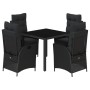 Set de muebles jardín 5 pzas con cojines ratán sintético negro by , Garden sets - Ref: Foro24-3213069, Price: 569,50 €, Disco...