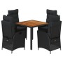 Set de muebles jardín 5 pzas con cojines ratán sintético negro by , Garden sets - Ref: Foro24-3213095, Price: 558,77 €, Disco...