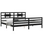 Bed frame with black solid wood headboard 200x200 cm by vidaXL, Beds and slatted bases - Ref: Foro24-3194465, Price: 176,27 €...