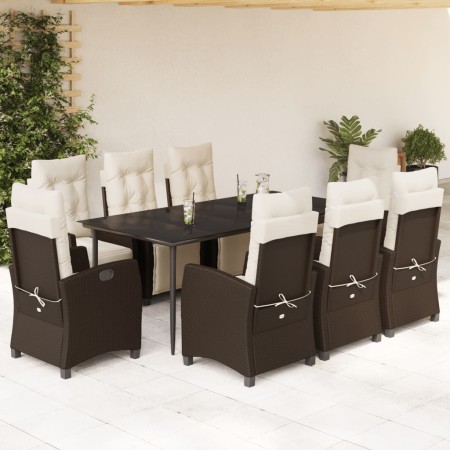 Set comedor para jardín 9 pzas y cojines ratán sintético marrón by , Garden sets - Ref: Foro24-3212980, Price: 1,00 €, Discou...
