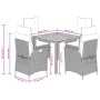 Set comedor de jardín 5 piezas con cojines ratán sintético gris by , Garden sets - Ref: Foro24-3213345, Price: 641,23 €, Disc...