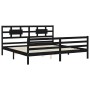 Bed frame with black solid wood headboard 200x200 cm by vidaXL, Beds and slatted bases - Ref: Foro24-3194465, Price: 176,27 €...