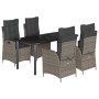 Set comedor de jardín 5 piezas con cojines ratán sintético gris by , Garden sets - Ref: Foro24-3213228, Price: 638,42 €, Disc...