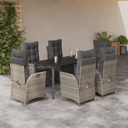 Set comedor jardín 7 pzas y cojines ratán sintético gris claro by , Garden sets - Ref: Foro24-3213289, Price: 778,07 €, Disco...
