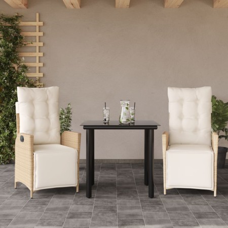 Set comedor de jardín 3 pzas con cojines ratán sintético beige von , Gartensets - Ref: Foro24-3213441, Preis: 349,39 €, Rabat...