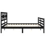 Bed frame with black solid wood headboard 200x200 cm by vidaXL, Beds and slatted bases - Ref: Foro24-3194465, Price: 176,27 €...