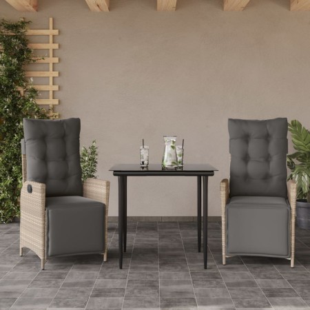 Set comedor de jardín 3 pzas cojines ratán sintético gris claro von , Gartensets - Ref: Foro24-3213462, Preis: 337,75 €, Raba...