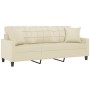 Sofá de 3 plazas con cojines cuero sintético color crema 180 cm von , Sofas - Ref: Foro24-3200809, Preis: 265,91 €, Rabatt: %