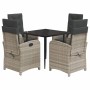 Set comedor de jardín 5 pzas cojines ratán sintético gris claro by , Garden sets - Ref: Foro24-3212411, Price: 599,02 €, Disc...